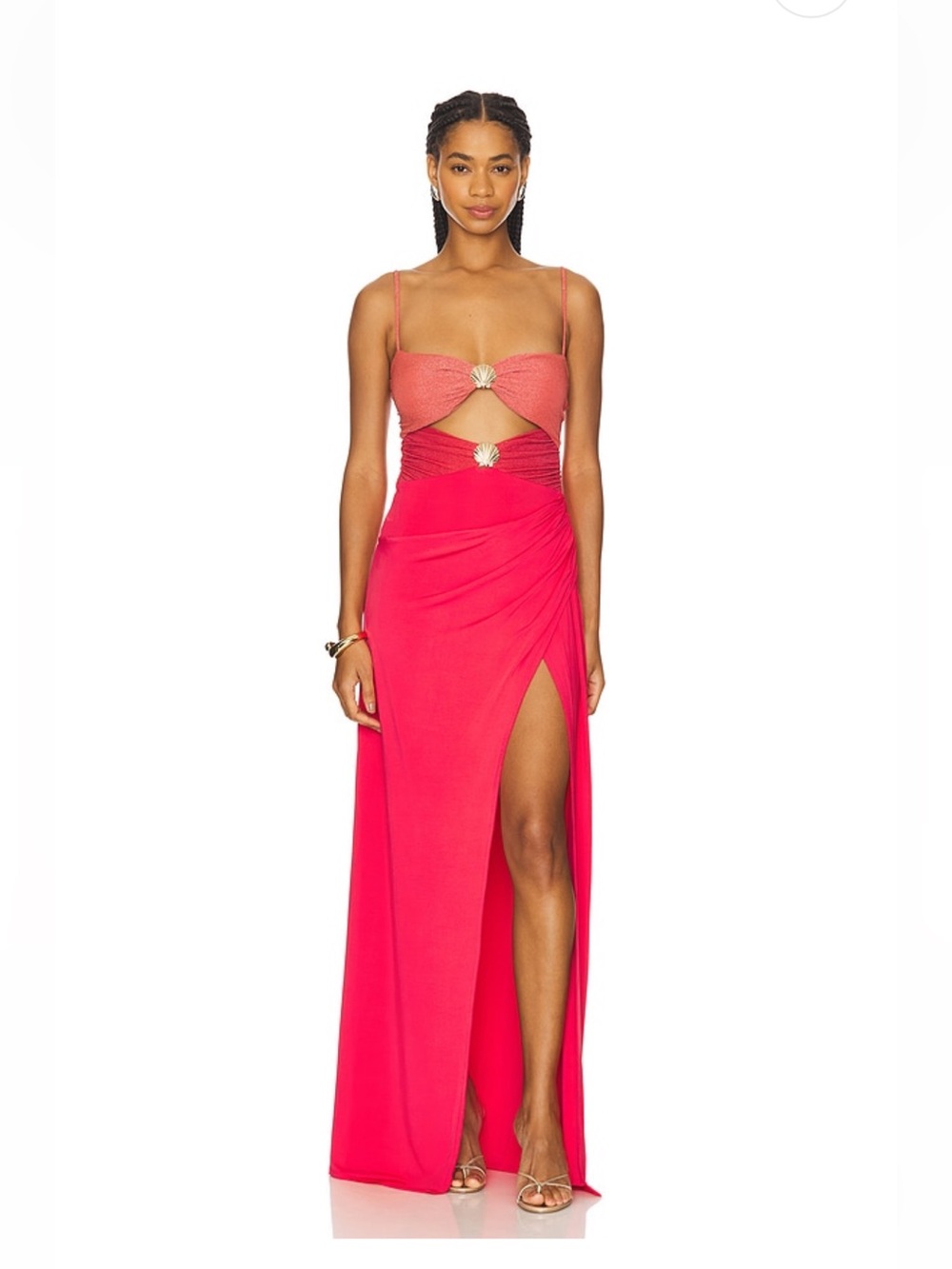 NWT Lovers and Friends Nika Maxi Dress in Pink And Coral Shine - Size XS